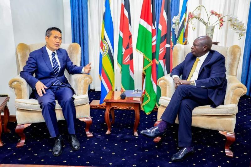 File image of Deputy President Rigathi Gachagua and Ambassador Zhou Pingjian.